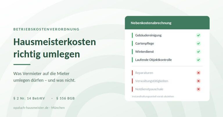 Übersicht umlagefähiger und nicht umlagefähiger Hausmeisterkosten in der Nebenkostenabrechnung